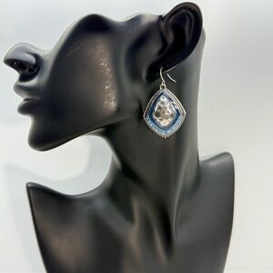 Premier Designs Large Silver and Blue Teardrop Earrings